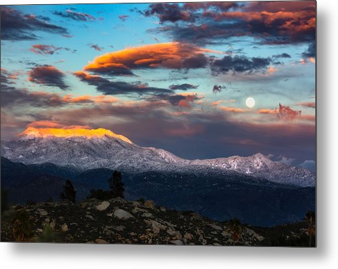 Moonrise with a Sunset - Metal Print