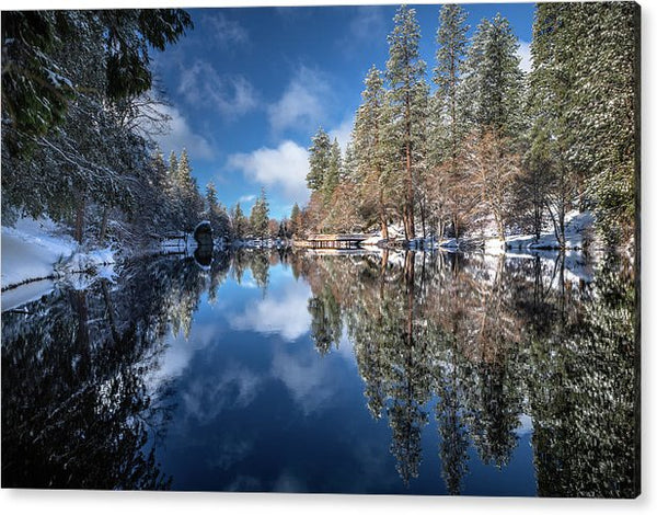 Snowy Reflection Time at the Lake - Acrylic Print
